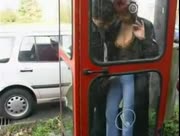 Awesome MILF Handjob In Public Phone Booth